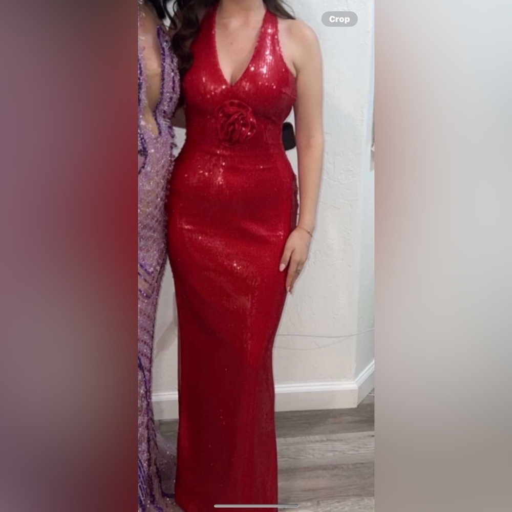 Red Sequins Gown Prom Dress